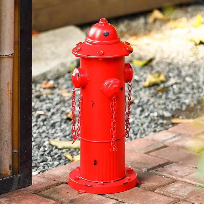 Fire Hydrant for Dogs to Pee on, Metal Puppy Pee Post for Dogs, Red Fake Fire Hydrant with Stakes, Pee Post for Dog Outdoor Indoor Training Tool Garden Yard Lawn Ornament Statue, 16.3" H