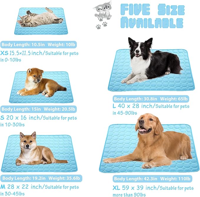 Washable Dog Ice Silk Self Cooling Mat for Indoor & Outdoor Dog Mat with Cooling Pad & Blanket