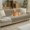 Luciphia 100% Waterproof Couch Cover Blanket for Dogs Anti-Slip Pet Couch Protector Sofa Mat Puppy Cat Blanket with Non-Slip Bottom, Taupe White, 52x82 Inch