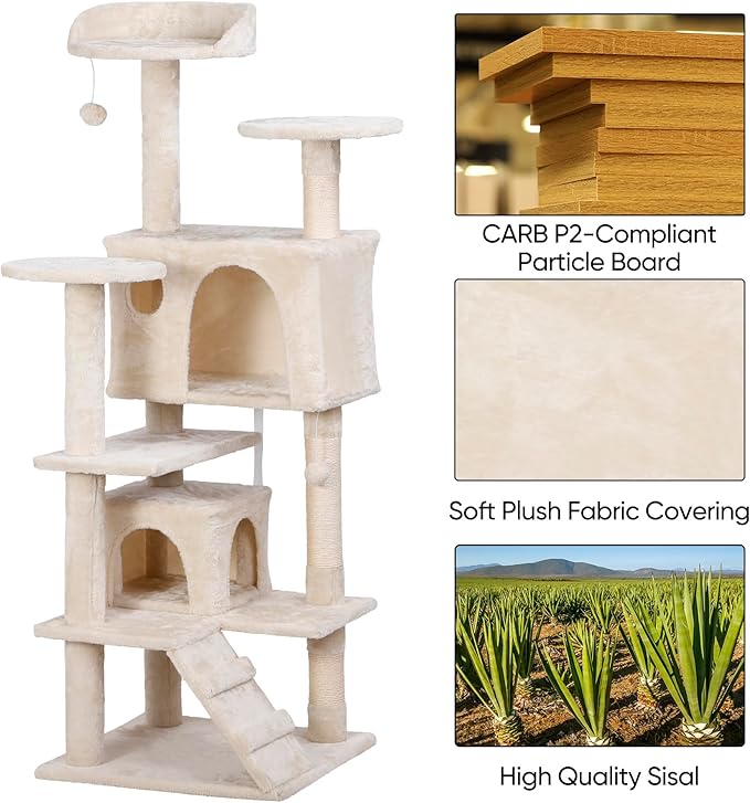 Nova Microdermabrasion 54 in Cat Tree Tower for Indoor Cats Multi-Level Cat Condo Cat Bed Furniture with Scratching Post Kittens Activity Center