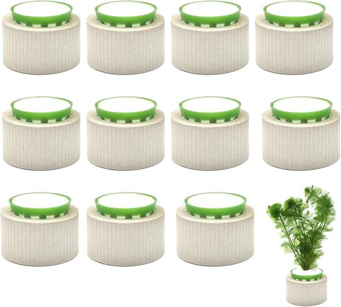 12 Pack Aquarium Plant Weights, Aquatic Plants Fixed Ring Set, Anti-Floating Ceramic Aquarium Plant Rings, Aquarium Landscape Decoration Fish Tank Accessories 1.8 x 1.3 Inch