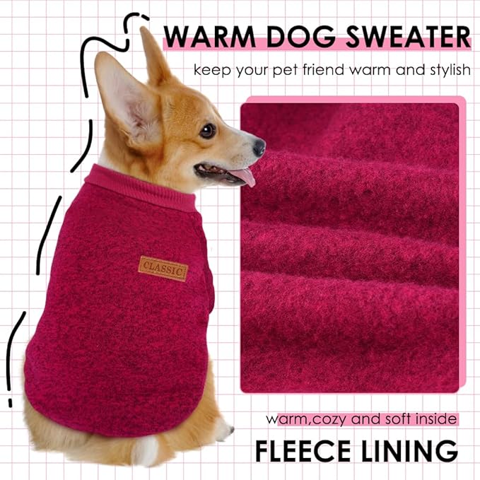 3 Pack Dog Sweaters for Small Dogs Girl Boy Winter Fleece Clothes Warm Soft Dog Sweatshirt Outfit for Dogs Cats Pet Apparel