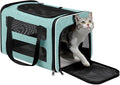 Cat Carrier Soft-Sided Travel Bag for Medium to Large Cats Over 15lbs, Small Dog Carrier Crate Top Entry Breathable Mesh Puppy 12 Pounds, Pet Rabbit Carrying Cage Kennel Collapsible Teal