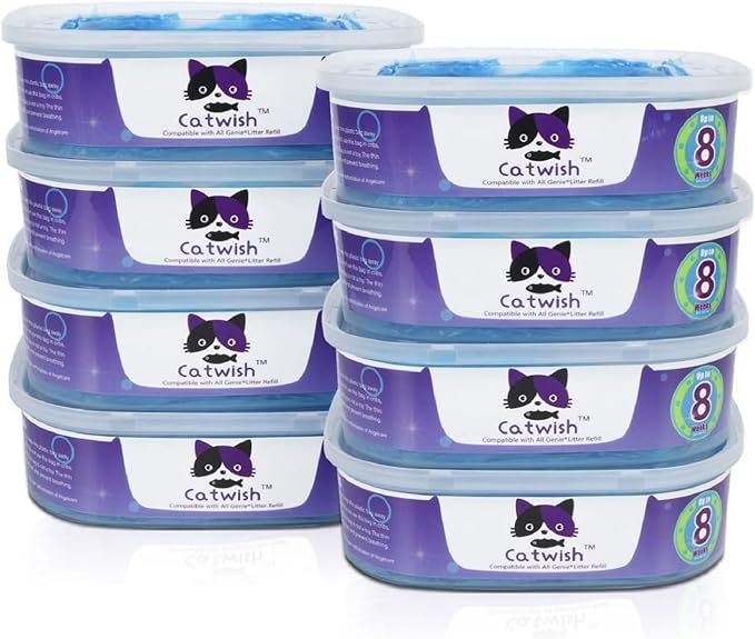 Cat Litter Refills Bags 8 Pack Enhanced Odor Control Litter Refills Compatible with Genie Cat Standard, Plus and XL Pails