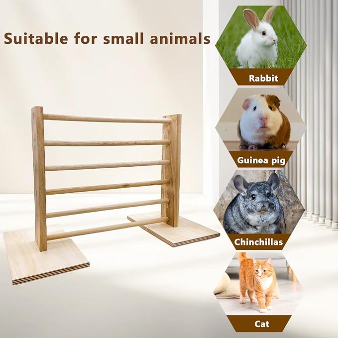 Hamiledyi Rabbit Jump Bar Rabbit Adjustable Hurdles Wooden Obstacle Exercise Agility Toys Training Jumping for Bunny Guinea Pig Ferret Squirrel