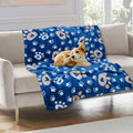 Dog Blanket, Soft Fleece Dog Blankets for Small Medium Dogs, Fluffy Flannel Pet Cat Puppy Blanket Mat Cover for Bed Couch, Cute Paw Print Throw Blanket for Dogs, Blue, 40"X30"