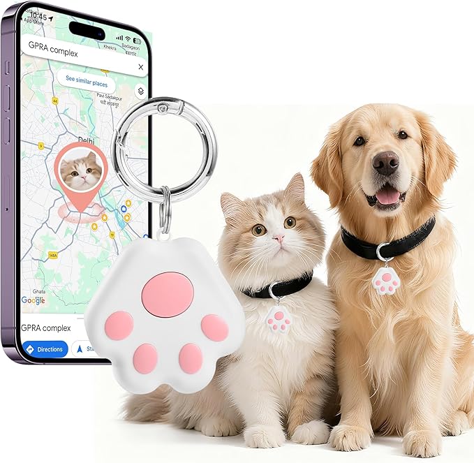 Pet GPS Tracker for Dog and Cat: Dogs and Cats Small Tracking Tag for Android and iOS with No Subscription No Fee - Smart Pets Trackers Waterproof Dustproof Extra Long Usage Life of 180 Days