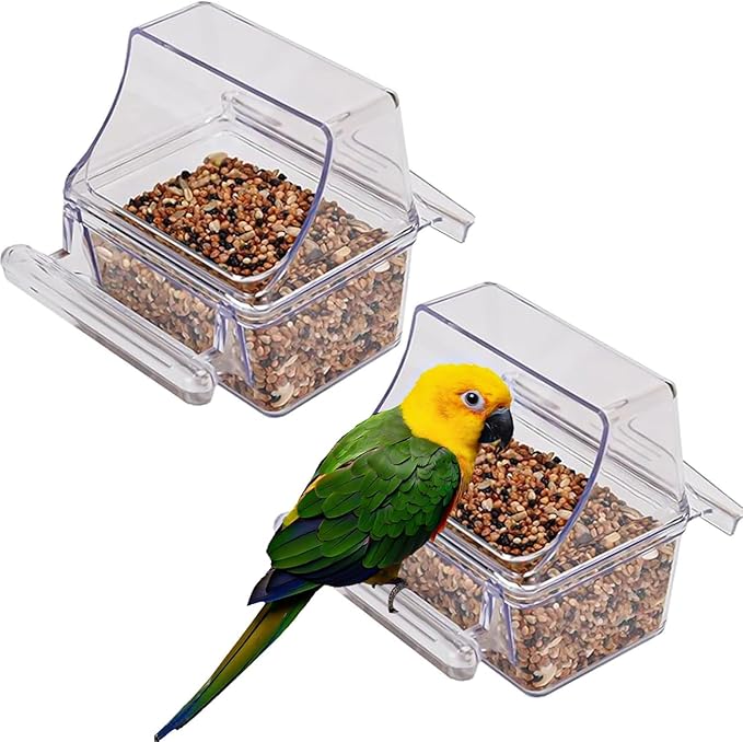 Mcage Lot of 4 Clear Transparent Bird Cage Birds Feeding & Watering Feeder Cups