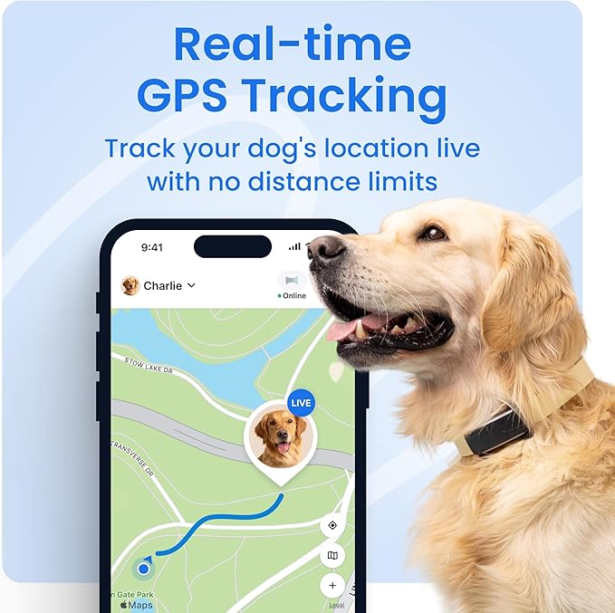Tractive Smart Dog GPS Tracker | Live Pet Tracker with Virtual Fence | Vital Signs Monitoring of Heart & Respiratory Rate | Bark Monitoring | Dog Collar Attachment (Black)