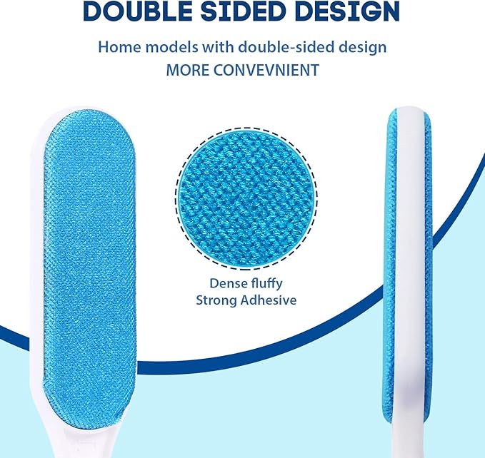 Pet Hair Remover for Clothes: Reusable Dog Cat Fur Lint Removal Brush for Clothes Furniture Couch Carpet Bed Car Seat - Self-Cleaning for Pet Owners (Fresh Blue, 1 Pack)