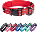 EXCELLENT ELITE SPANKER Reflective Dog Collar Classic Soft Padded Breathable Nylon Adjustable Pet Collar with Quick Release Buckle for Boy Girl Male Female Small Medium Large Dogs Training(Red-M)