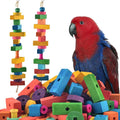 Bird Toys for Parrot, 165 Pcs Colorful Multi-Shaped DIY Wooden Blocks Craft, Birds Cage Chewing Playing Training Toy for Cockatoos, Macaws, African Grey and Small Medium Parrots