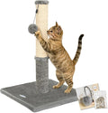 Happi N Pets Cat Scratching Post, Cat Scratcher for Indoor Cats, Sisal Scratching Post & Carpet Post in One, Stable Kitten Scratching Post with Replaceable Toy, Extra Free Toy, Light Gray