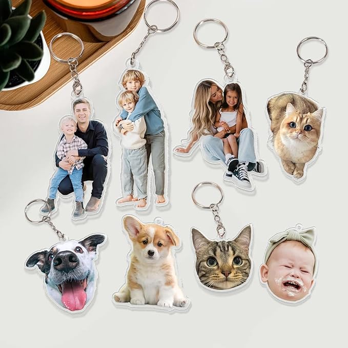 Custom Acrylic pet Keychain - Personalized Gift with Photo Engraved - Durable Dog Cat Lover Accessories