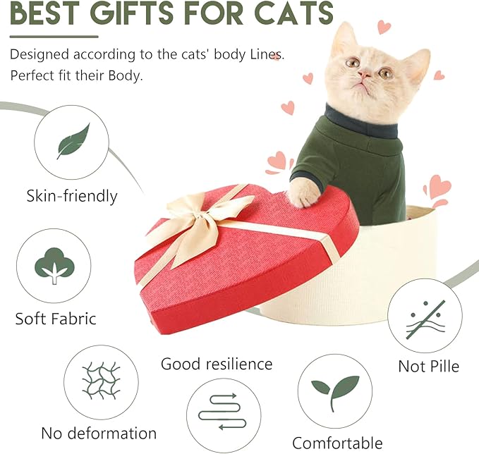 Sticky Cat Clothes Stretchy, Sphynx Hairless Sweater & Pajamas for Cats only, Soft Cat Onesie for Cats After Surgery Female Male & Hair Loss Prevention, Green S