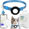 GPS Tracker for Cats, Mini GPS Pet Tracker with Collar, IPX8 Waterproof Cat Trackers Collar,No Monthly Fee,Work with Apple Find My(iOS Only),Smart Trackers for Pets-Blue-5