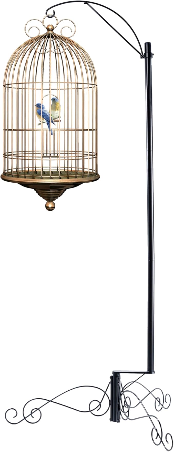 HOHIYA 61″ Heavy Duty Shepherd Hook Bird Feeder and Cage Stand for Garden Patio Backyard Solar Light Hook and Hanging Cages Compatible Black Powder Coated Weather-Resistant