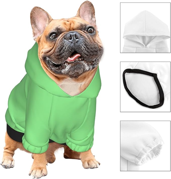 Custom Dog Hoodie Soft & Warm Design Your Own Personalized Photo Text Logo Name Dog Clothes for Puppy Sweatshirt Hooded for Small Medium Large Dogs Girl/Boy Cats LightGreen