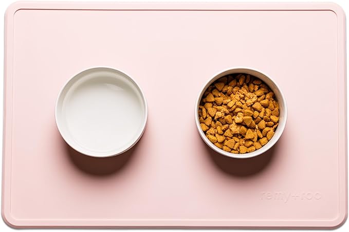 Remy+Roo Peony Silicone Dog Food Mat for Pet Bowl | 100% Waterproof | Non-Slip | Dishwasher Safe