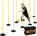6 FT Agility Poles for Soccer, Basketball, Football, Equestrian, Pet Training, 4/6/8/10 Pack Detachable Soccer Poles w/Rubber Bases, Pole Bending Poles for Horses, Indoor/Outdoor Use