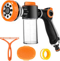Dog Wash Hose Attachment, Garden Hose Nozzle Sprayer with Soap Dispenser, 8 Patterns High Pressure Water Hose Spray Nozzles for Watering Plants, Car Washes, Pet Showers