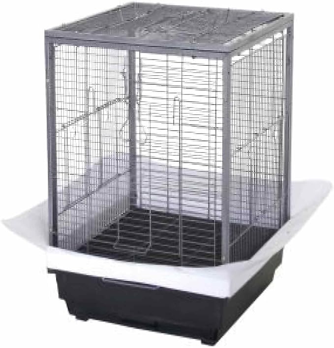 Metal Bird Cage 24 Inch High, Parrot Cage with Pull-Out Tray and 2 Perches, Bird Carrier for Parakeet, Cockatiels, Budgies and Small Medium Sized Birds Black