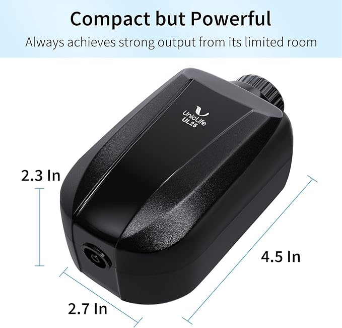 Uniclife Aquarium Air Pump Dual Outlet Fish Tank Aerator with Accessories for 5-200 Gallon Tank