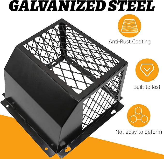 Universal Dryer Exhaust Guard Vent Cover Outside, 7"x7"x5" Heavy Futy Ventilation Bird Cage to Prevents Birds and Rodents from Entering Exhaust for Most 3" to 4" Bathroom Exhaust Ventilation Fan