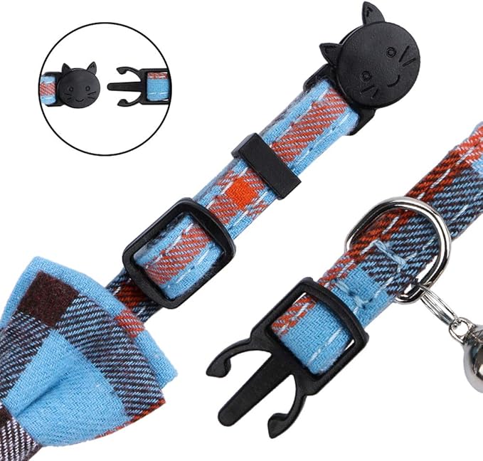 Faleela Breakaway Cat Collar with Bells - 2 Pack Cat Collar with Bells, Cat Collars with Bandana, Accessories for Pet Collars, Adjustable for Cats and Small Dogs