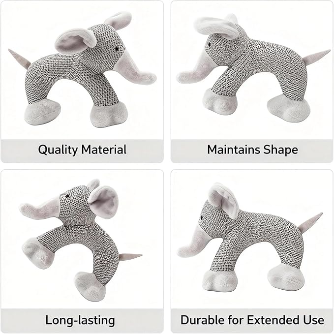 Linen Safari Companions, Squeaky Dog Chew Animals, with Durable Linen Material, Durable and Resistant to Chewing, for Relieve Dog's Boredom (Elephant)