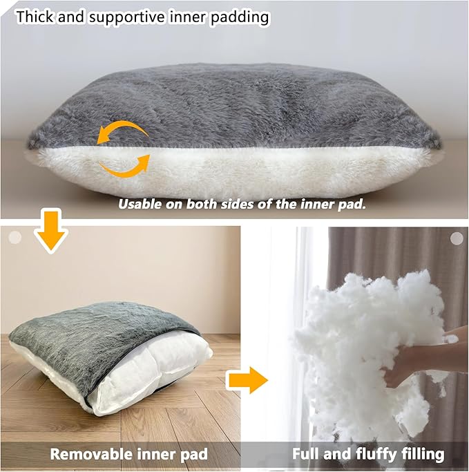 Cat Bed for Indoor Cats，Foldable cat cave，Anti-Slip & Water-Resistant Bottom，cat Houses for Indoor Cats or Small Dogs, Kitten Tent, Rabbit Bed，2 in 1 pet Bed (Dark Grey)