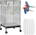 Universal Bird Cage Seed Catcher Net, White Adjustable Birdcage Mesh Cover, Stretchy Band Skirts Bird Cage Net for Parrot Cages Stops Scatter, Breathable & Reusable