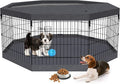 Foldable Metal Wire Dog Pen Pet Playpen Dog Fence Indoor Exercise Pen Enclosure Indoor Outdoor with Bottom Pad and Top Cover (Black 24 top Bottom Cover)