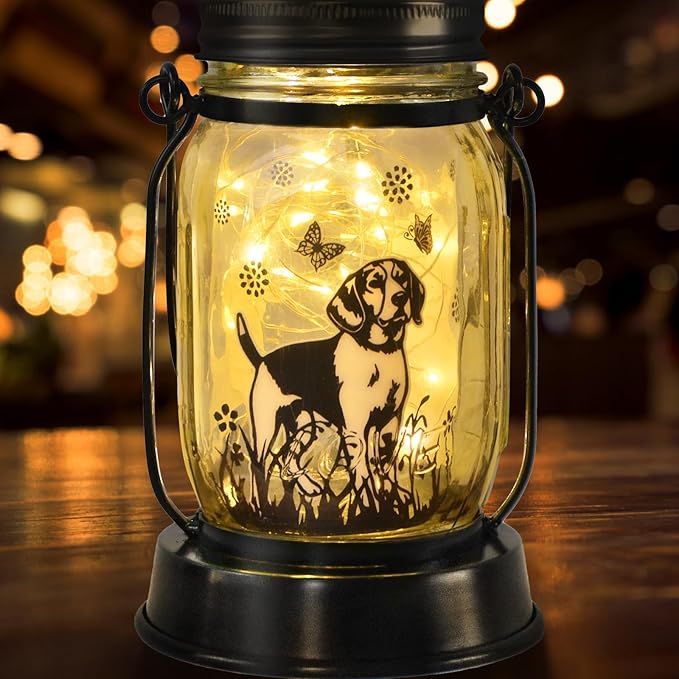 Beagle Gifts for Women/Men Beagle Solar Lanterns Dog Mom Birthday Dog Lovers Lantern Pet Loss Pet Memorial Lights Solar Garden Decoration Outside for Yard, Patio,Backyard,Porch