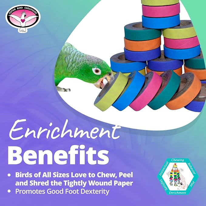 Super Bird Creations SB1155 Fatty Bagels - Durable Cardboard Core Bird Toy Components, Ideal for Parrots, Chewing and Play, Perfect Refill for SB1107 Bagel Cascade - Bird-Safe Paper, Pack of 24