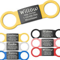 Anavia Slide On Silent Pet ID Tags, S/M/L/XL Personalized Black Stainless Steel Colored Silicone Cat Dog Name Tag, Customized Engraved Nameplate, Quiet Chew-Proof Pet Collar Tag (Yellow, X-Large)