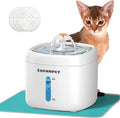 Cat Water Fountain 2.2L with 3 Filters and 1 Mat, Dual Flow Modes Dog Water Fountain with Ultra Silent and Auto Stopping for Small Kitty Cats and Dogs - White