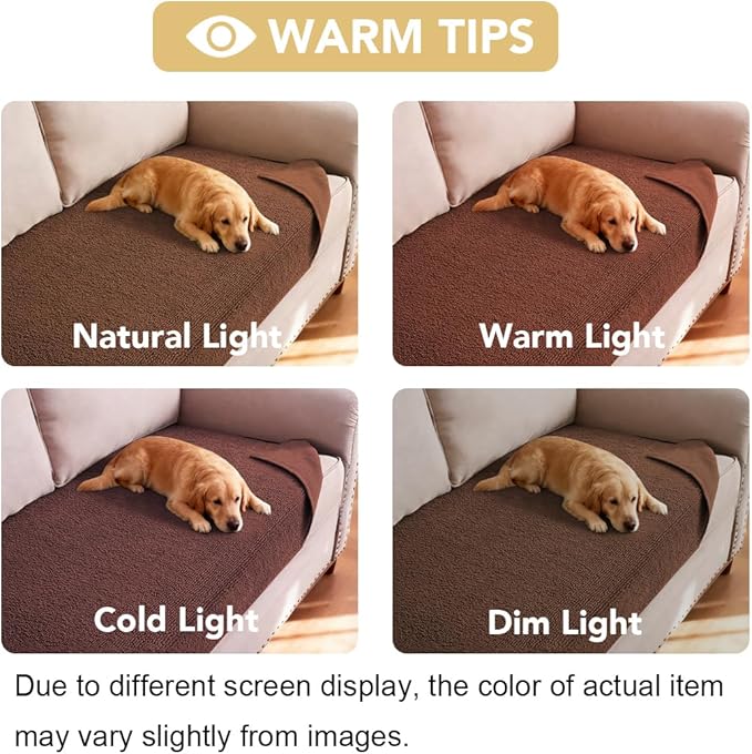 H.VERSAILTEX Non Slip Pet Couch Cover Chenille Dog Bed Protector Thick Soft Sofa Slipcover Pet Friendly Washable Couch Cushion Covers for Pets (40" x 50", Caramel)