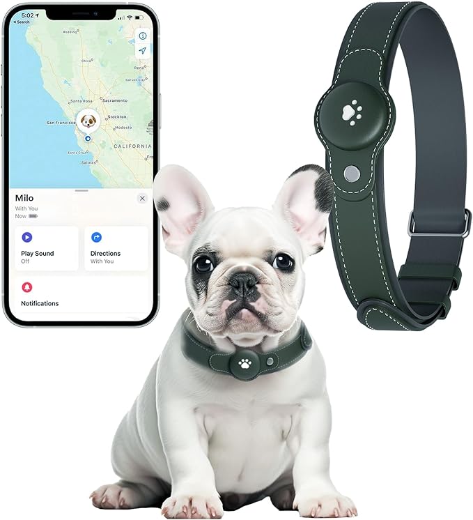 2-in-1 GPS Tracker for Dogs: Smart Collar with Real-Time Location, No Monthly Fee, Unlimited Range (iOS Only) GPS Tracker Dog Collar- Ideal for Small, Medium Large Dogs(Tracker Included)(Green)
