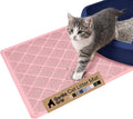 GORILLA GRIP Cat Litter Box Mat, Water Resistant, US Designed Kitty Litter Trapping Mats, Easy to Clean, Scatter Control, Less Mess and Clean Floors, Kitten Supplies for Indoor Cats, 17x11 Light Pink