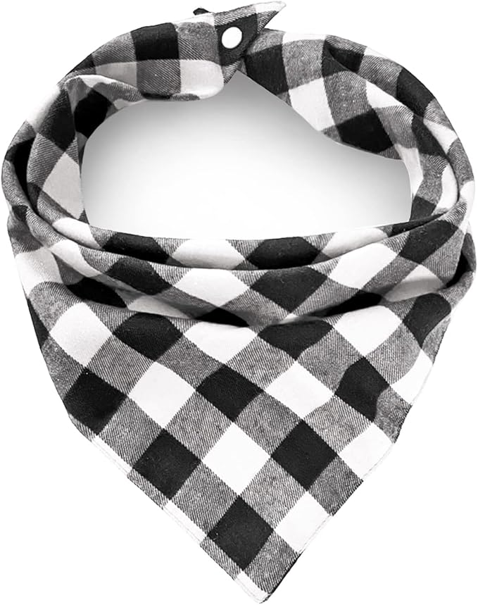 Plaid Bandana Triangle Scarf by Brand - Fall Dual Layer Soft Cotton for Dogs - Adjustable, Washable - Birthday Occasion - For Girl, Boy Dogs & Puppies - Small to Extra Large Sizes