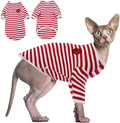 DENTRUN Hairless Cats Shirt Breathable Cat Daily Wear Clothes Stripe Vest Adorable Pajamas Jumpsuit Soft & Skin-Friendly