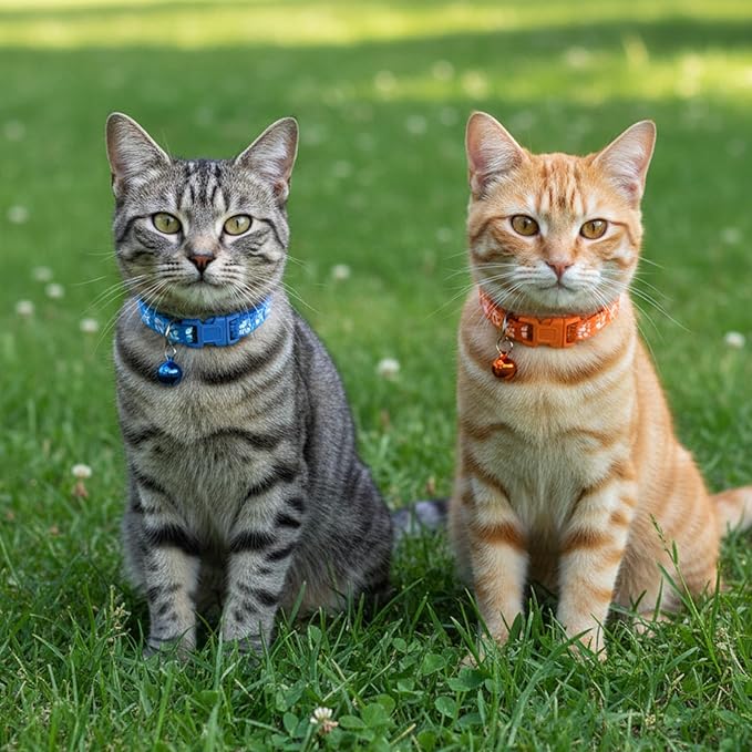 Breakaway Cat Collars with Bells, 16 PCS Breakaway Cat Collars Reflective Safety Kitten Collar Adjustable for Cats Small Dogs, Mixed Colors