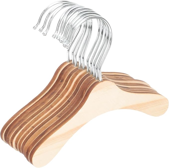 DOITOOL Wooden Dog Hangers for Pet Clothes 8.66 Inch Solid Wood Small Pet Clothes Hangers Portable Household Cat Accessories Replacement Set