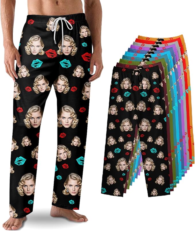Custom Pajama Pants with Face customized PJ Pants Christmas Valentine gifts for Men Women