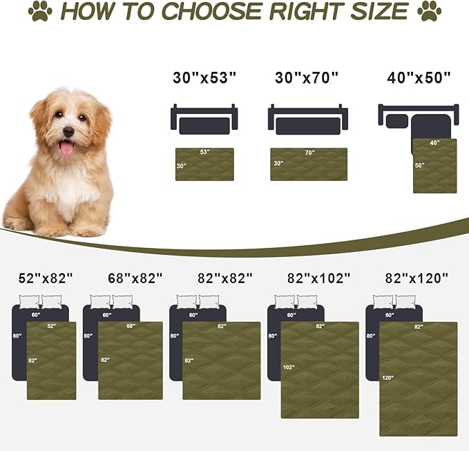 Smiry Waterproof Dog Bed Cover Blanket 30x53, Soft Reversible Pet Blanket, Washable Leakproof Cats Dogs Couch Cover for Sofa, Couch, Furniture, Green/Navy