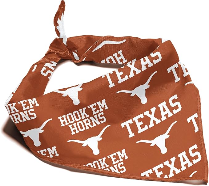 Texas Longhorns Officially Licensed Bandana for Dogs and Cats | Fits Pets Great Gift Idea | Easy-to-Tie (Large, 28")