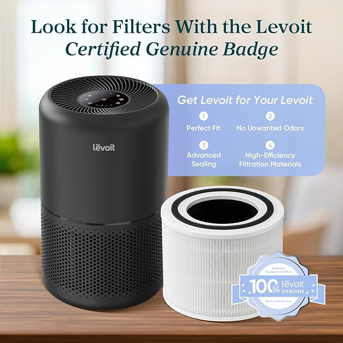 LEVOIT Air Purifier for Home Allergens Pet Hair in Bedroom, Covers Up to 1073 ft² by 56W High Torque Motor, AHAM VERIFIDE, 3-in-1 Filter with HEPA Sleep Mode, Remove Dust Smoke Odor, Core300-P, Black