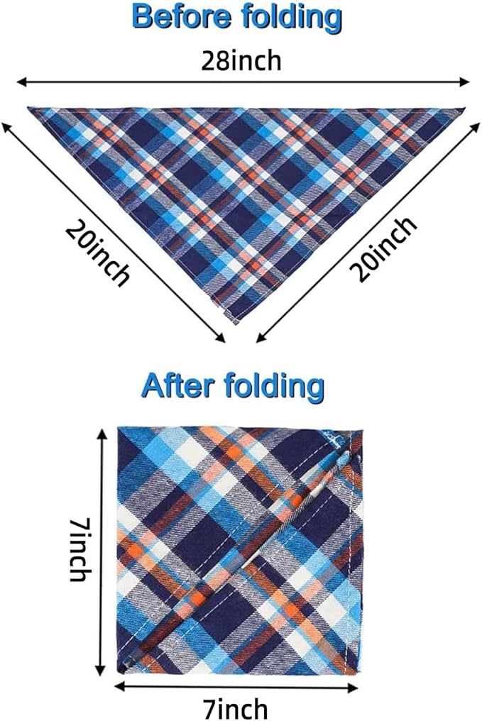 8 Pack Triangle Dog Bandanas, Reversible Plaid Painting Bibs Scarf Large Dog Bandanas Boy Girl, Washable and Adjustable Kerchief Set for Small to Large Dogs Cats Pets(Size XL)