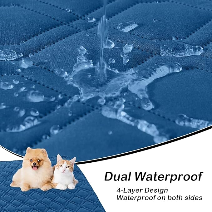hyha Waterproof Dog Bed Blanket, Soft Pet Blankets, Waterproof Couch Cover for Dogs, Reversible Sofa Covers Washable for Furniture (40x70 Inch, Navy Blue/Navy Blue)